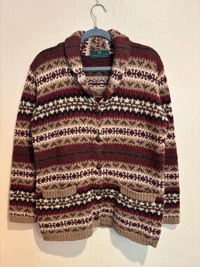 Men's Shawl Collar V-Neck 100% Wool Sweater, Dad Cave Man Vibes